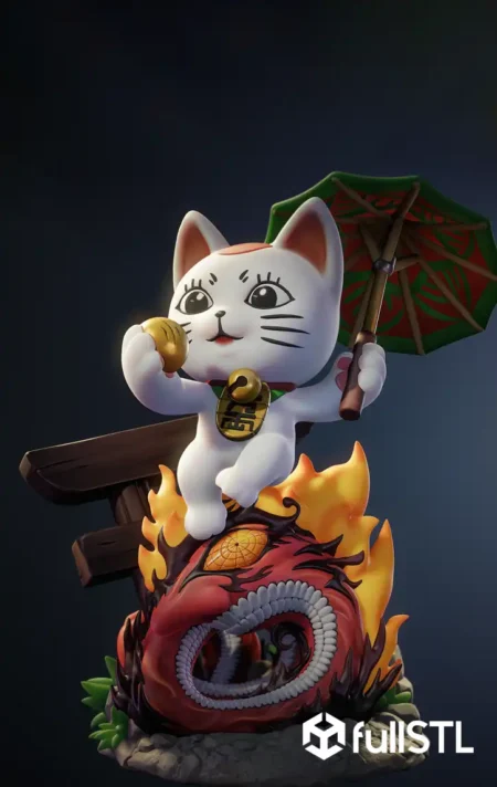 Chibi Turbo Granny Cat STL, Dandadan STL, FullSTL, Anime Chibi Figure, Turbo Granny 3D Print, Funny Anime Model, Cat Chibi Sculpture, 3D Printable Figure, Dandadan Character STL, Epic Anime Figurine