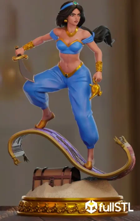 Princess Jasmine Action Pose STL 3D Print Model