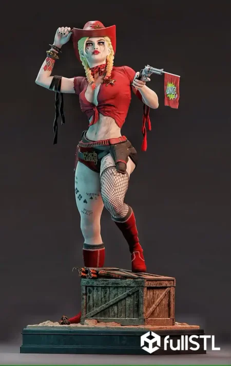 Harley Quinn Cowgirl STL 3D Print Model