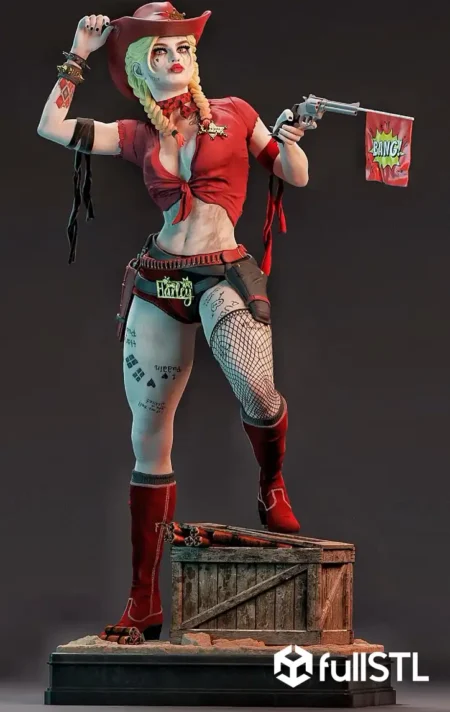 Harley Quinn Cowgirl STL 3D Print Model