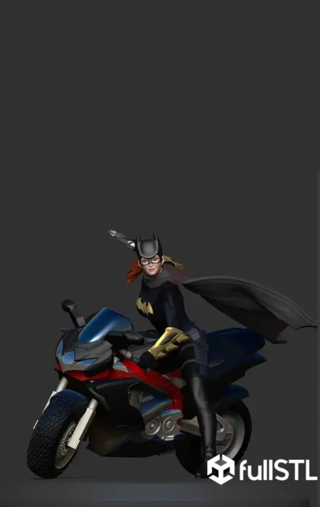 Batgirl and Her Bike Fanart STL 3D Print Model