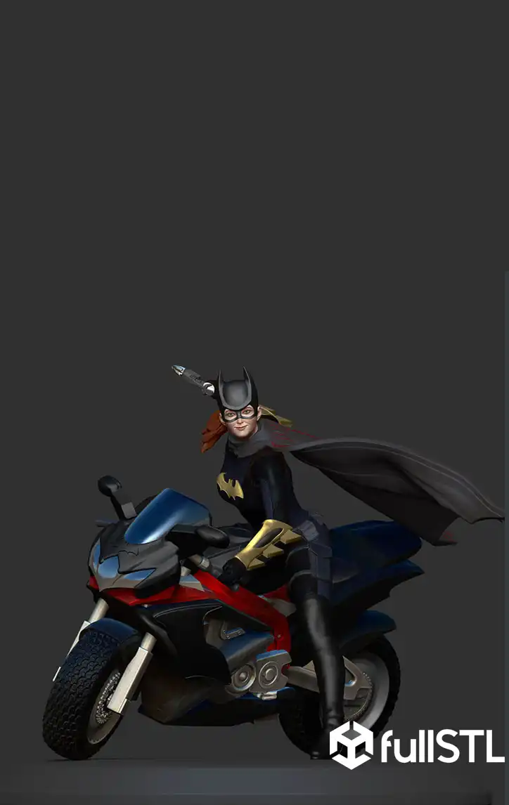 Batgirl and Her Bike Fanart STL 3D Print Model
