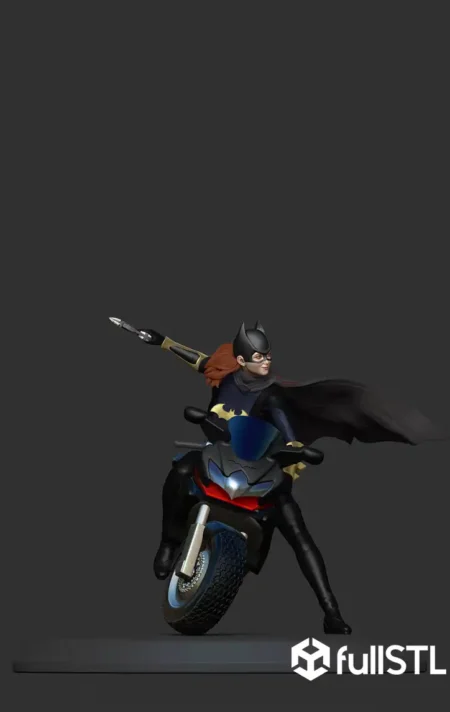 Batgirl and Her Bike Fanart STL 3D Print Model