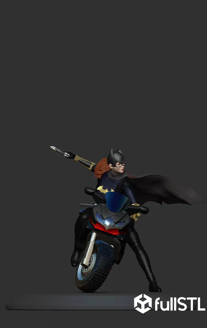 Batgirl and Her Bike Fanart STL 3D Print Model