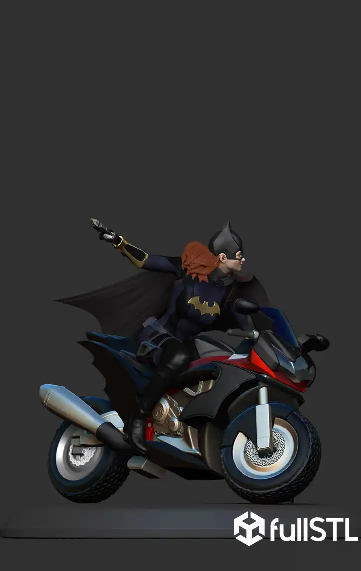 Batgirl and Her Bike Fanart STL 3D Print Model