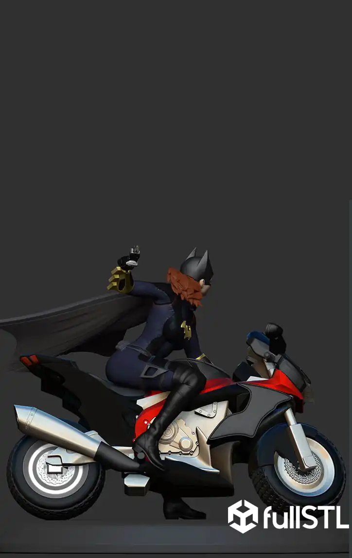 Batgirl and Her Bike Fanart STL 3D Print Model