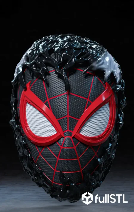 Cosplay STL Files Miles Morales SpiderMan 2 Mask 3D Print Model