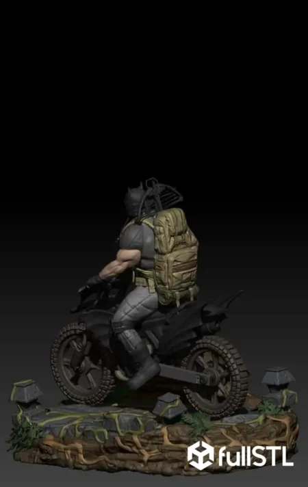 Batman on Motorcycle Statue STL 3D Print Model